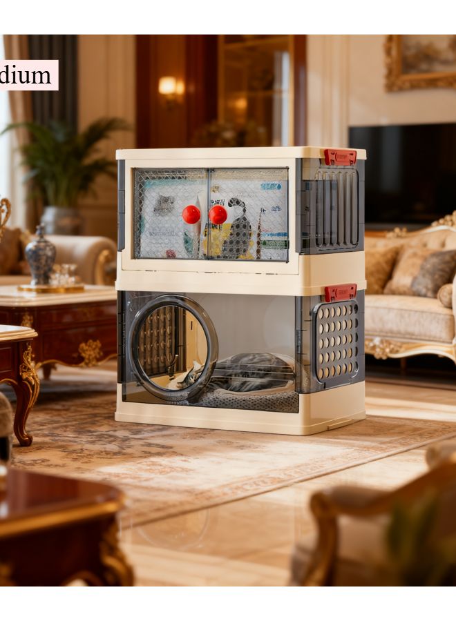 منزل قطط قابل للطي من طبقتين مع غطاء سرير حيوان أليف متعدد المستويات صندوق تخزين - Image 1