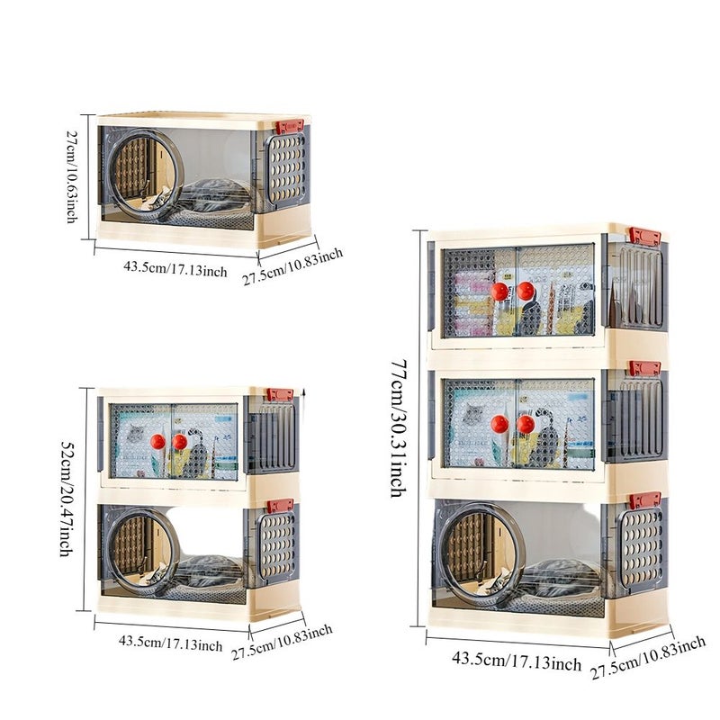 منزل قطط قابل للطي من طبقتين مع غطاء سرير حيوان أليف متعدد المستويات صندوق تخزين - Image 4