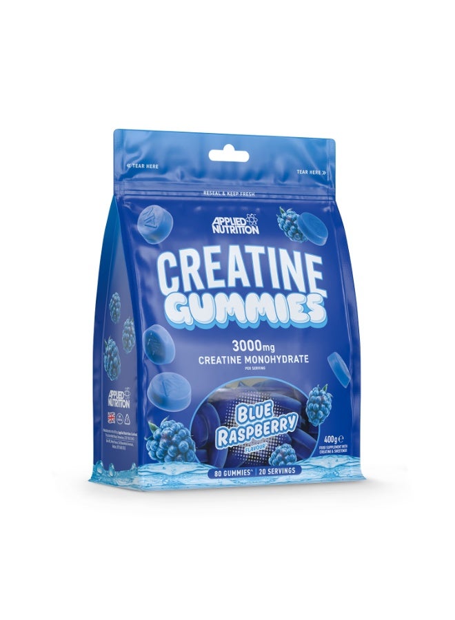 Applied Nutrition 3000mg Creatine Gummies Blue Raspberry 80 Gummies 20 Servings 400g Fitness Training Supplement - Image 1