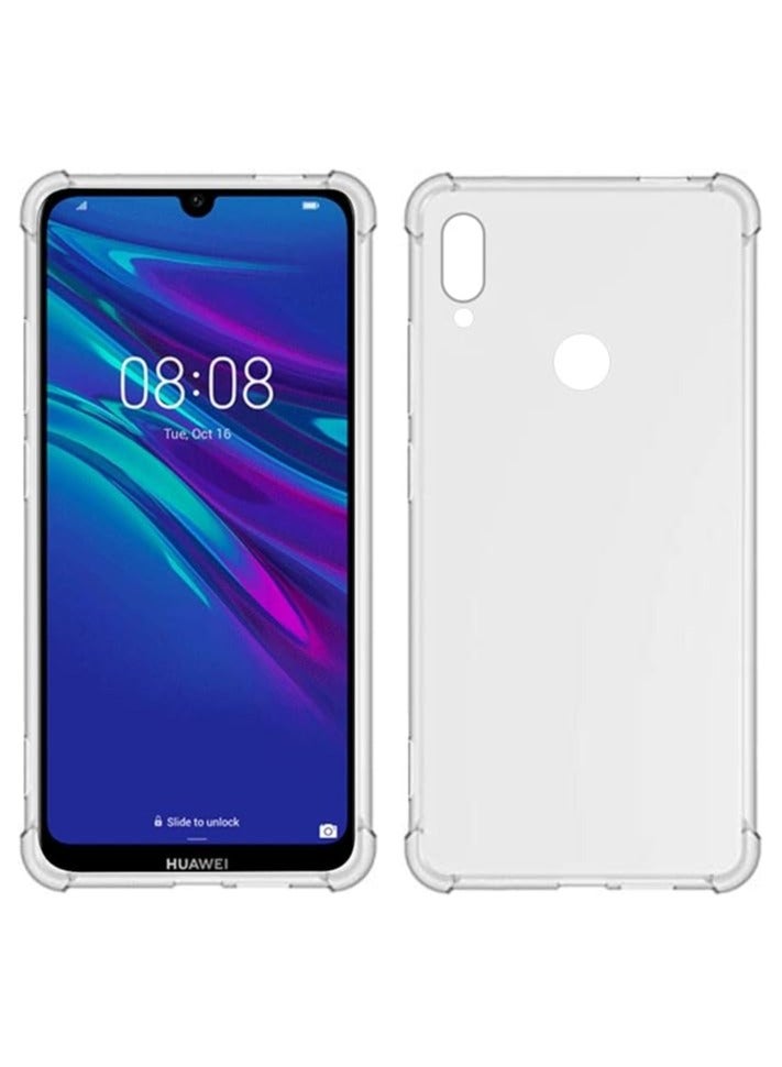 جراب هاتف Huawei Y6s 2019 شفاف رفيع من مادة TPU مع حماية من السقوط ووسادة هوائية وزوايا حماية شفافة
