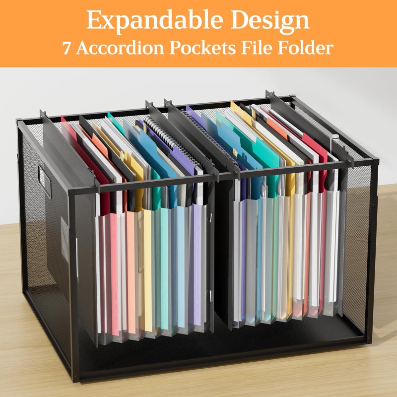 EOOUT File Folders for Filing Cabinet, 6 Pack Hanging File Folders Letter Size with 7 Expandable Accordion Pockets, 1/3-Cut Tab Larger Capacity Hanging Folders - Image 4
