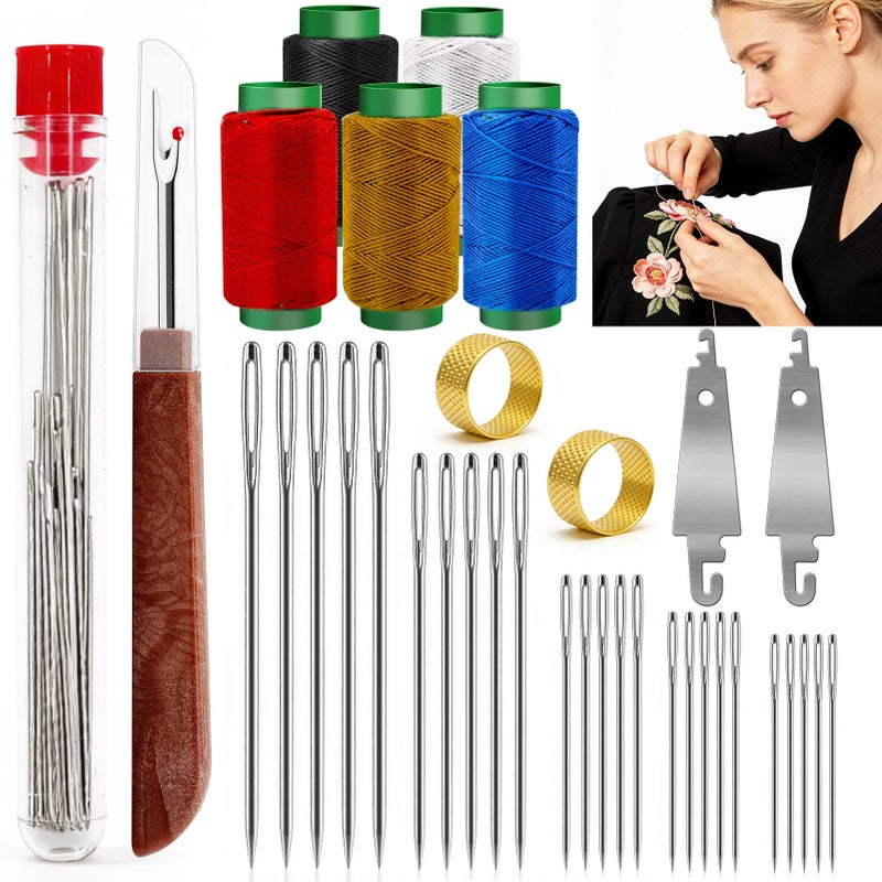 JUNCHONG Sewing Set 36Pcs Sewing Tool Set, Big Eye Steel Sewing Needles Kit with 25 Needles & Seam Ripper, Beginner Sewing Work Set - Image 1