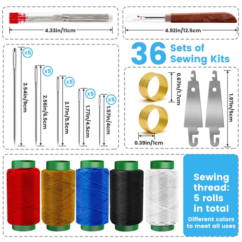JUNCHONG Sewing Set 36Pcs Sewing Tool Set, Big Eye Steel Sewing Needles Kit with 25 Needles & Seam Ripper, Beginner Sewing Work Set - Image 2