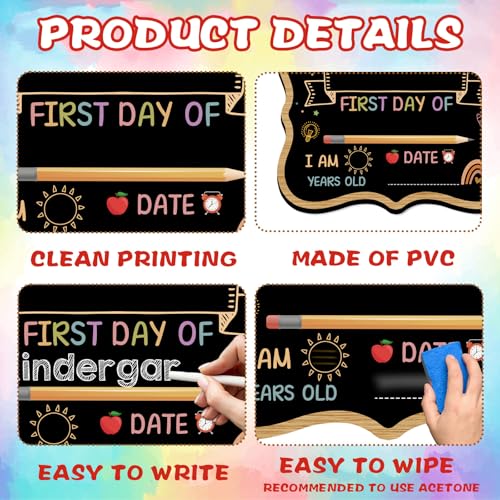 JUESMOS Boho First and Last Day of School Board Sign 9.4"x11.8" Back to School Sign for Kids Girls Boys Reusable Chalkboard Signs for 1st Day of Kindergarten Preschool Photo Props Signs - Image 5