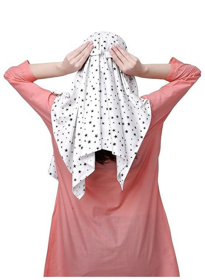 Six Sigma SIXSIGMA¬Æ Cotton Short Scarf Cum Mask scarves Usable for vehicle Driver | White Printed Design | Universal Size | For Girl & Women | Breathable Sun Protection Light Weight - Image 3