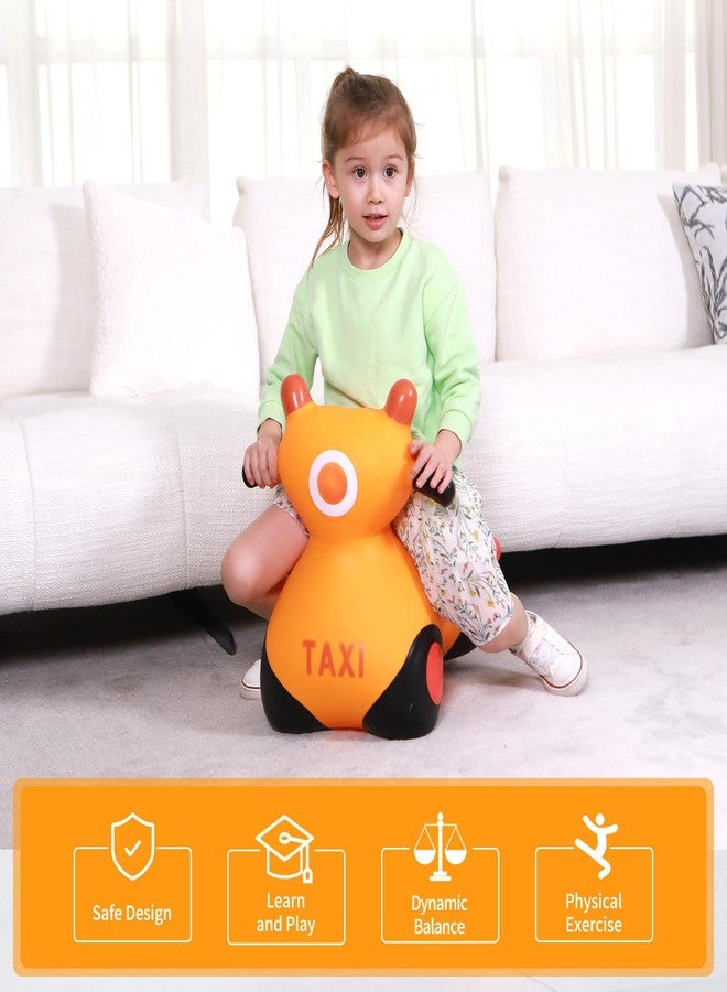 INPANY Kids Bouncy Car Hopper Toys, Toddlers Ride on Car, Inflatable Hopping Toys, Bouncing Buddies, Rubber Bouncer, Outdoor Indoor Birthday Gifts Toy for 2 3 4 Yr Girl Boy, Orange - Image 4