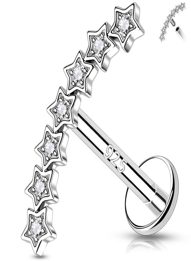 Melighting 925 Sterling Sliver Star Cartilage Earring Internally Threaded Flat Back Earring 16G 8 mm Curved Helix Piercing Jewelry Helix Stud for Women - Image 1
