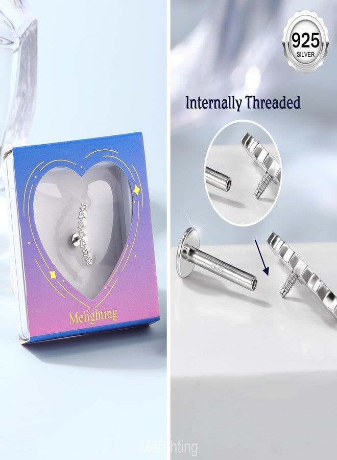 Melighting 925 Sterling Sliver Star Cartilage Earring Internally Threaded Flat Back Earring 16G 8 mm Curved Helix Piercing Jewelry Helix Stud for Women - Image 4