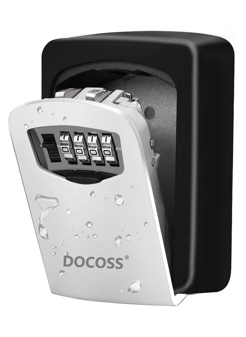 DOCOSS DOCOSS Metal Key Safe Combination Storage Box Outdoor Wall Mounted with Code Password Security Lock for House OutdoorBlackGrey  - Image 1
