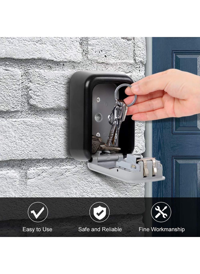 DOCOSS DOCOSS Metal Key Safe Combination Storage Box Outdoor Wall Mounted with Code Password Security Lock for House OutdoorBlackGrey  - Image 5