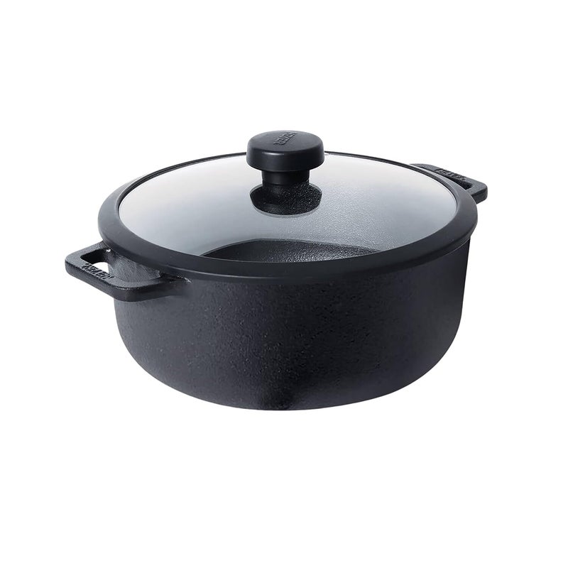 MEYER Meyer PreSeasoned Cast Iron Dutch OvenBiryani Pot with Glass Lid 24cm  - Image 1