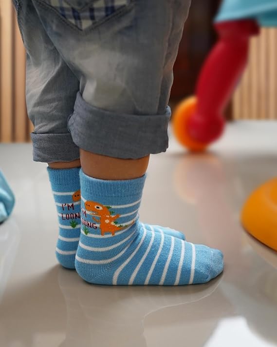CUTEABLY Baby Non Slip Ankle Socks with Grippers for 0 Months-2 Years Old Walking Socks (IN, Age, 18 Months, 24 Months, Multicolour) - Image 5