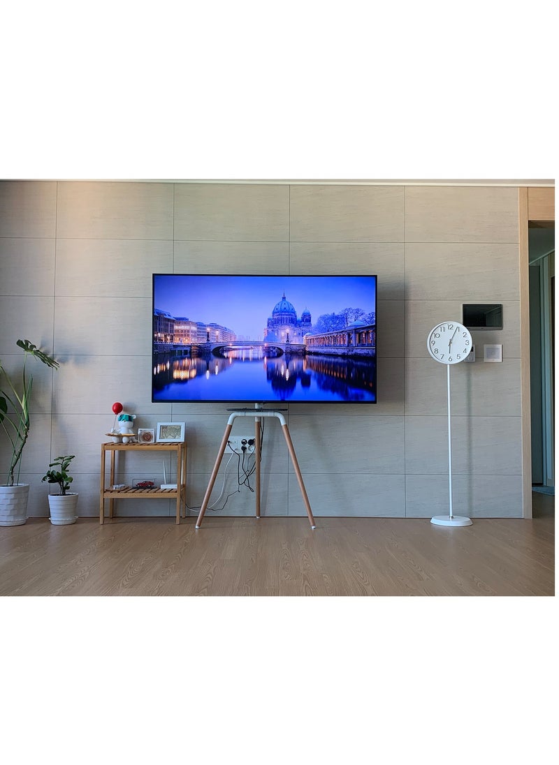 FlashHawk Tripod TV Screen Stand for 32-65 Inch TVs, Portable Swivel TV Stand Mount, Height Adjustable, Concealed Cable Management, Max Load 45Kg - White  - Image 5
