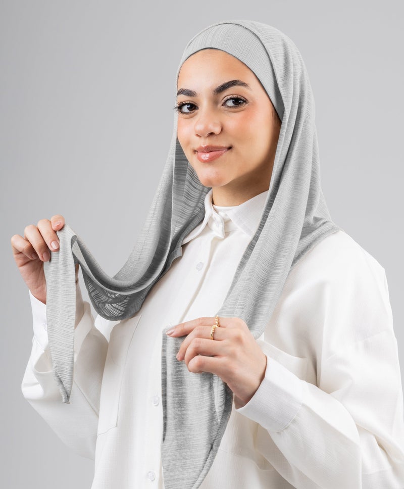 طرحة كويتية أنيقة من ليكرا — رمادي ناعم