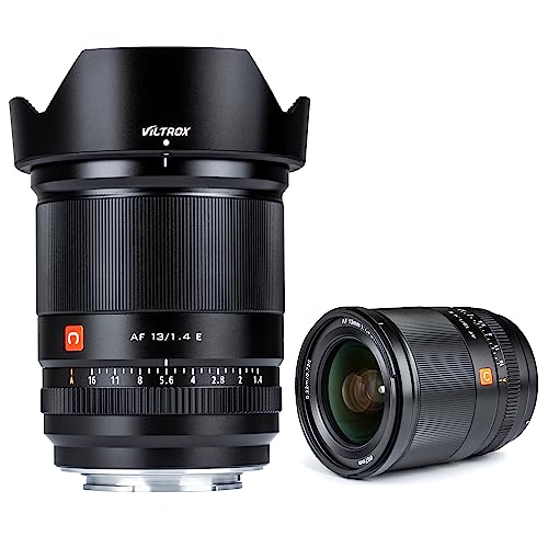 VILTROX عدسة فيلتروكس 13 مم F1.4 لعدسات e Mount، عدسة رئيسية فائقة الزاوية APS-C لكاميرات سوني e Mount المرآة ZV-E10 a600 a6600 a6100 a6000 a7 سوداء - Image 1