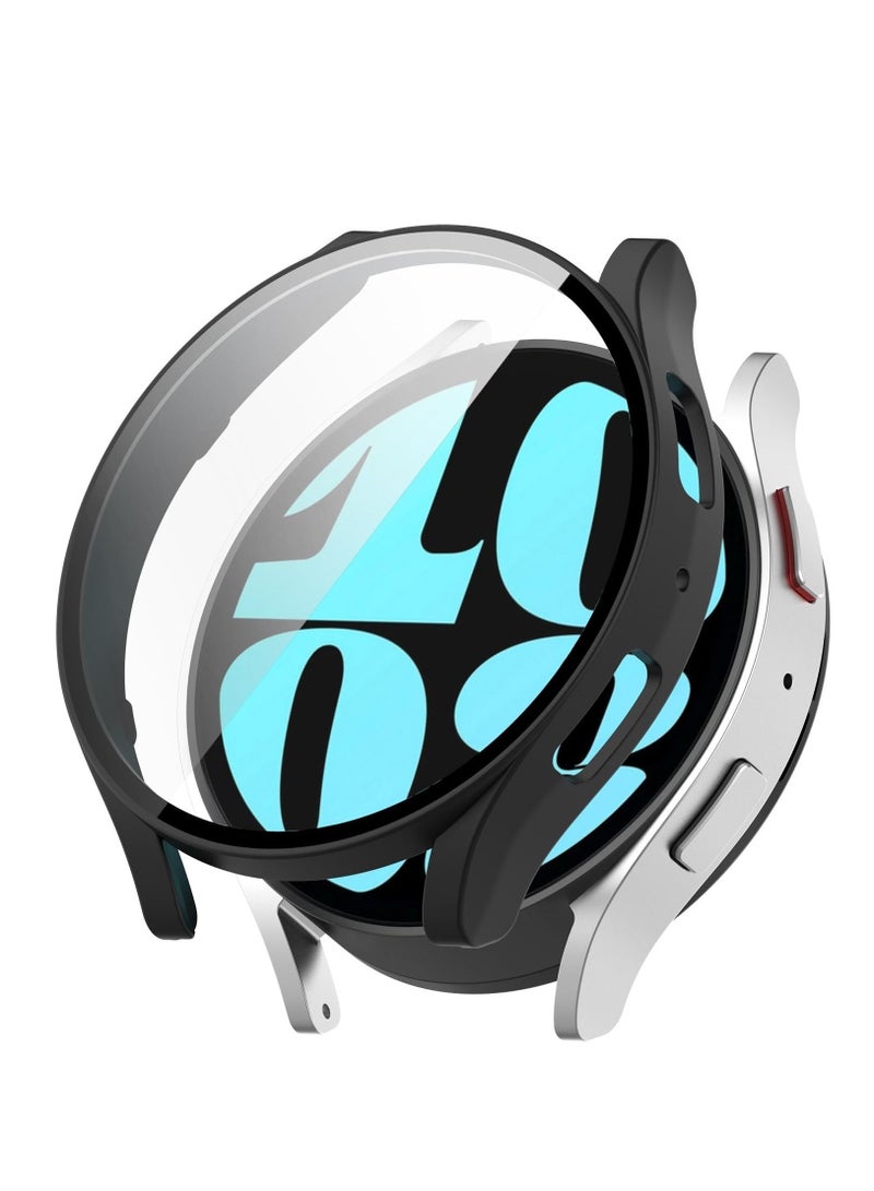 For Samsung Galaxy Watch6 40mm PC + Tempered Film Integrated Watch Protective Case (Black) - Image 1