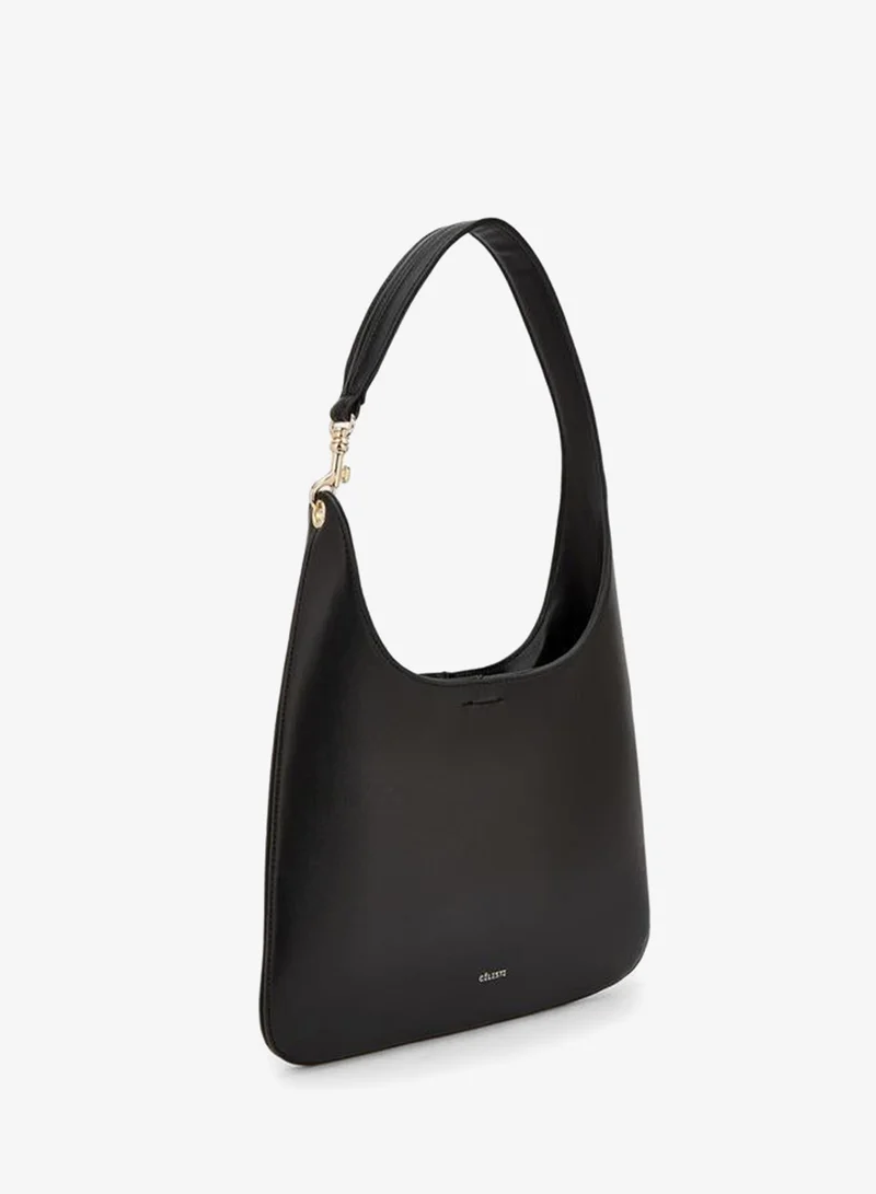 Celeste BLACK Solid Shoulder Bag With Strap Handle for Women | Best Price UAE