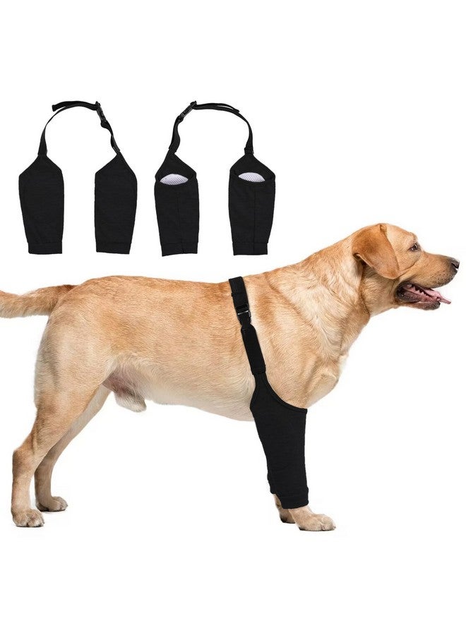 IDOMIK Dog Recovery Suit for Front Legs, Dog Recovery Sleeves After Surgery with Elastic Band, Soft Protective Elbow Braces for Medium Large Dogs, Cone Collar Alternative to Stop Licking Leg Wounds,Black,L - Image 1