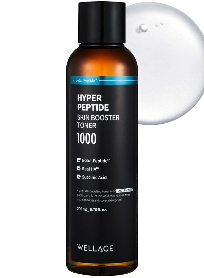 Wellage Hyper Peptide Skin Booster Face Toner - Korean Beauty Facial Astringent, Infused Peptide PHA, Anti-Aging, Wrinkle & Elasticity Improvement - for Uneven Texture, Reduces Pores, 6.76 fl.oz. - Image 1