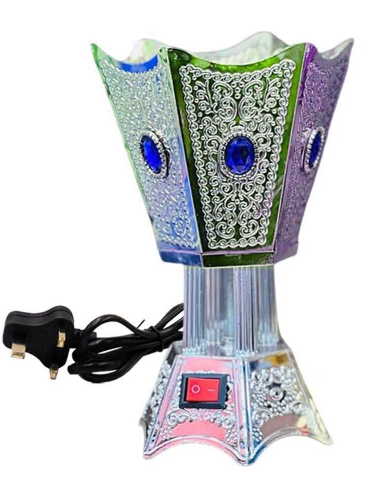 Elegant Electric Incense Oud Burner – Hexagonal Mabkhara with Crystal Accents – Stylish Madkhan for Home, Office & Celebrations – Assorted Colors with Safety Switch