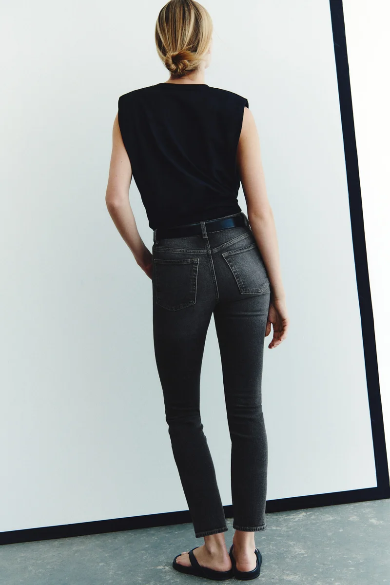 H&M  Slim Straight High Waist Ankle Jeans for Women | Best Price UAE