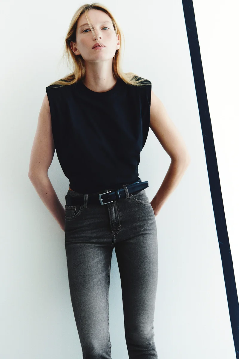 H&M  Slim Straight High Waist Ankle Jeans for Women | Best Price UAE