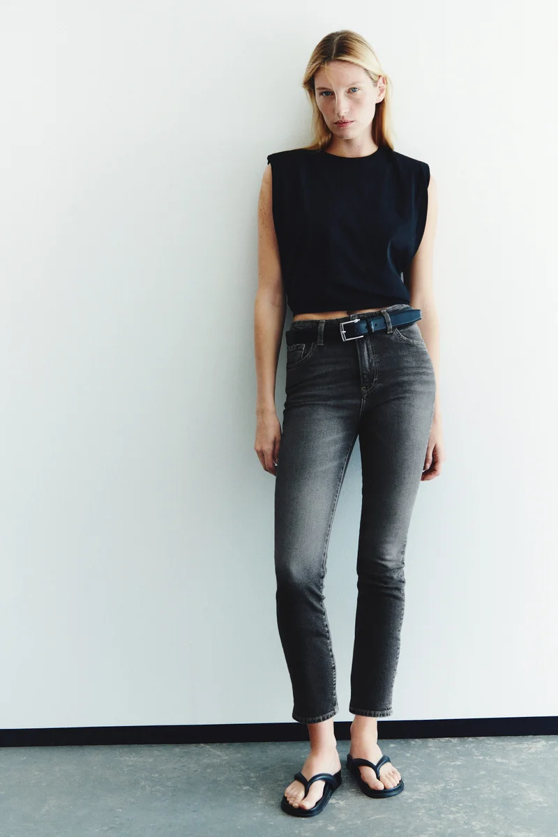 Slim Straight High Waist Ankle Jeans