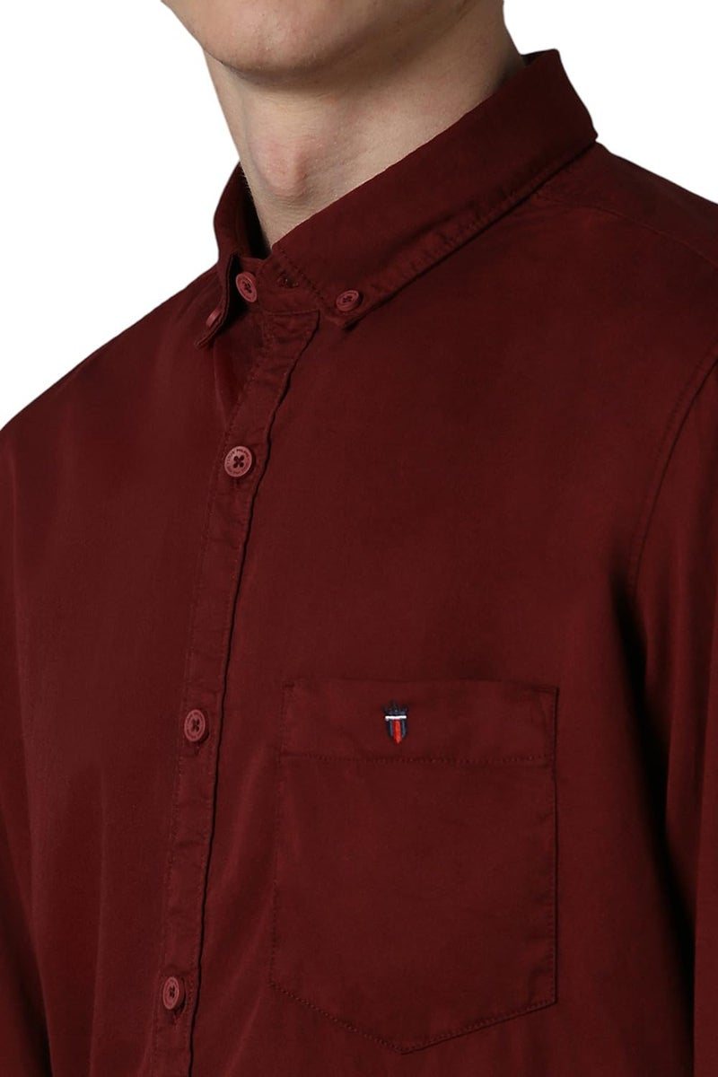 LOUIS PHILIPPE قميص لويس فيليب القطني للرجال بتصميم ضيق (Lrsfnslp780092_مارون,40) - Image 4