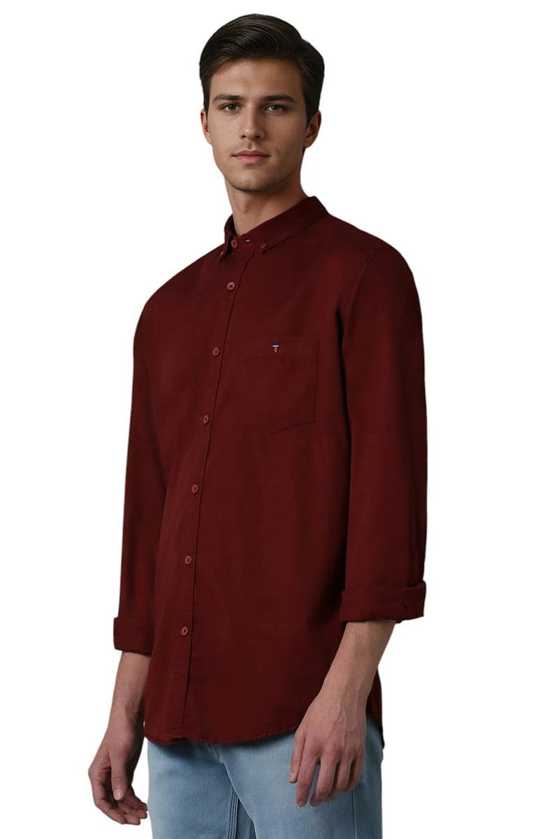 LOUIS PHILIPPE قميص لويس فيليب القطني للرجال بتصميم ضيق (Lrsfnslp780092_مارون,40) - Image 2