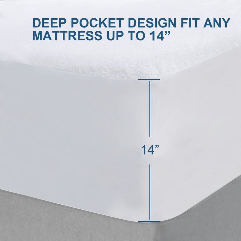 Moonsea Moonsea Waterproof Mattress Protector Mattress Cover  Smooth Top Mattress Protector for Kids  Breathable Skin Friendly and Noiseless Fitted Sheet RV Short King Size Viscose Made from Bamboo Terry - Image 5