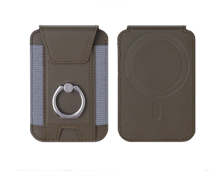 Applicable to Apple 15 magnetic card holder iphone14Magsafe magnetic mobile phone key ring buckle bracket card holder Khaki 
