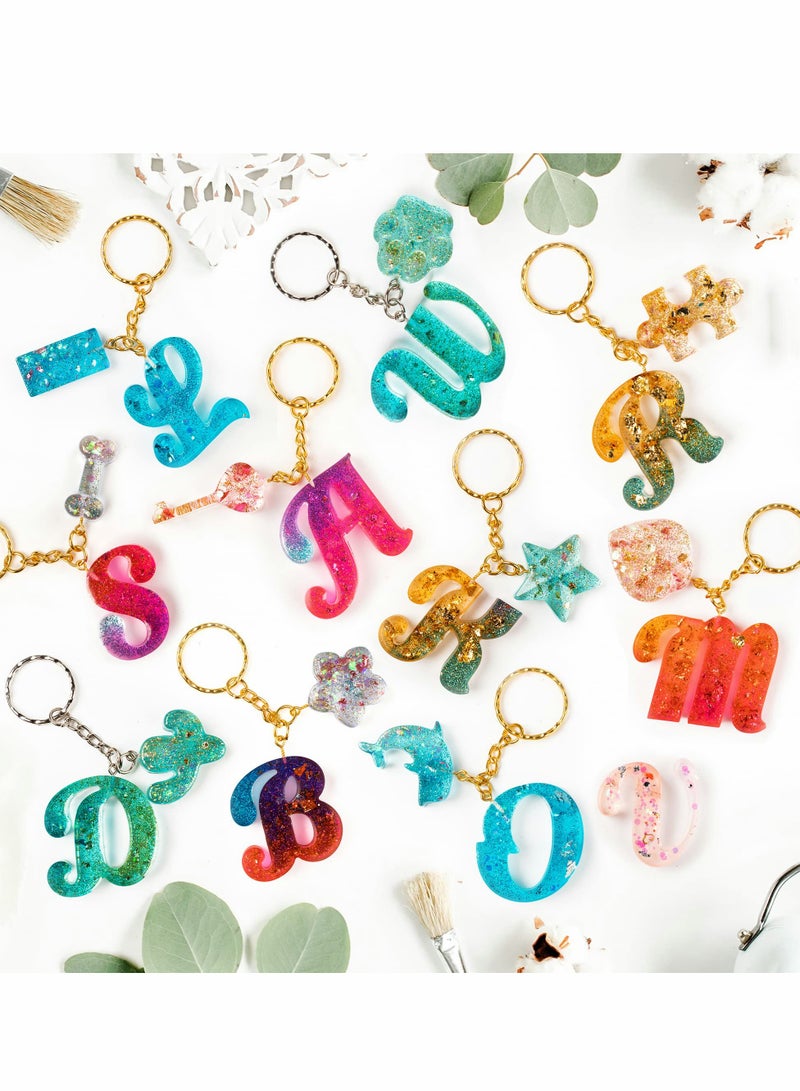 182Pcs Silicone Alphabet Molds Kit for Epoxy Keychain Making - Includes Hand Drill, Bits, Key Rings & Screw Pins - Image 5