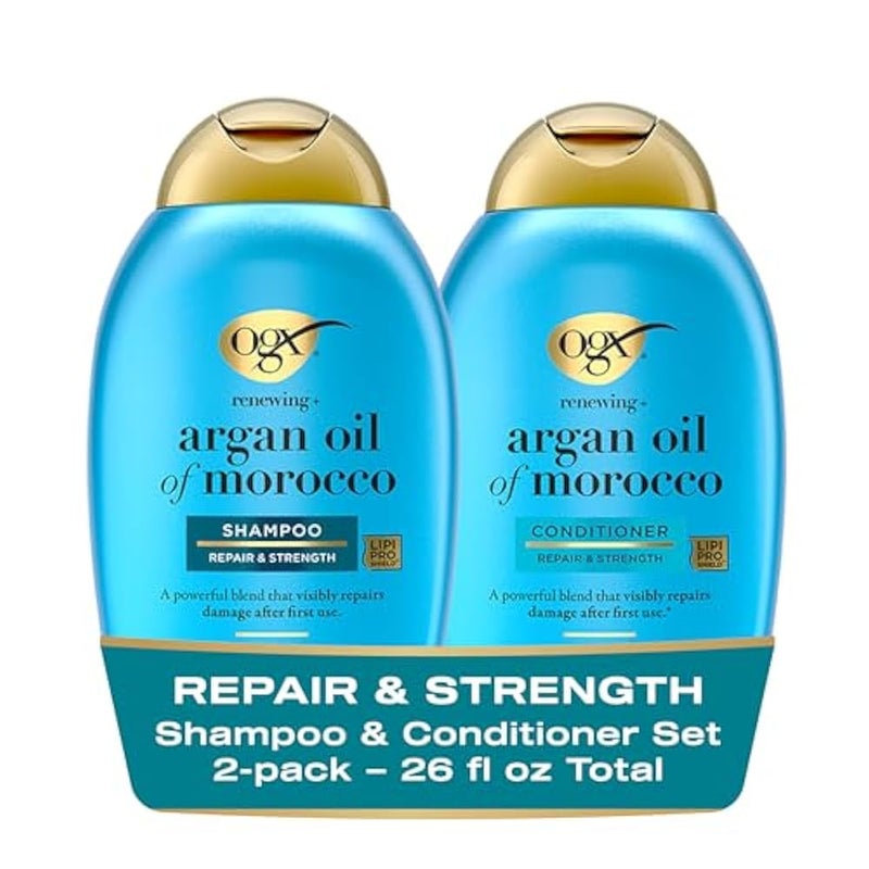 OGX Shampoo & Conditioner, Renewing+ Argan Oil of Morocco, 385ml, Pack of 2 - Image 1