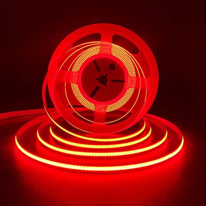 COB LED STRIP LIGHTS RED DC12V 164FT5M 320LEDSM CRI90 BRIGHT FLEXIBLE LED TAPE LIGHTS 8MM FOR INDOOR HOME CABINETBEDROOMKITCHENSTAGEBACKLIGHT DIY LIGHTING WITHOUT POWER SUPPLY RED