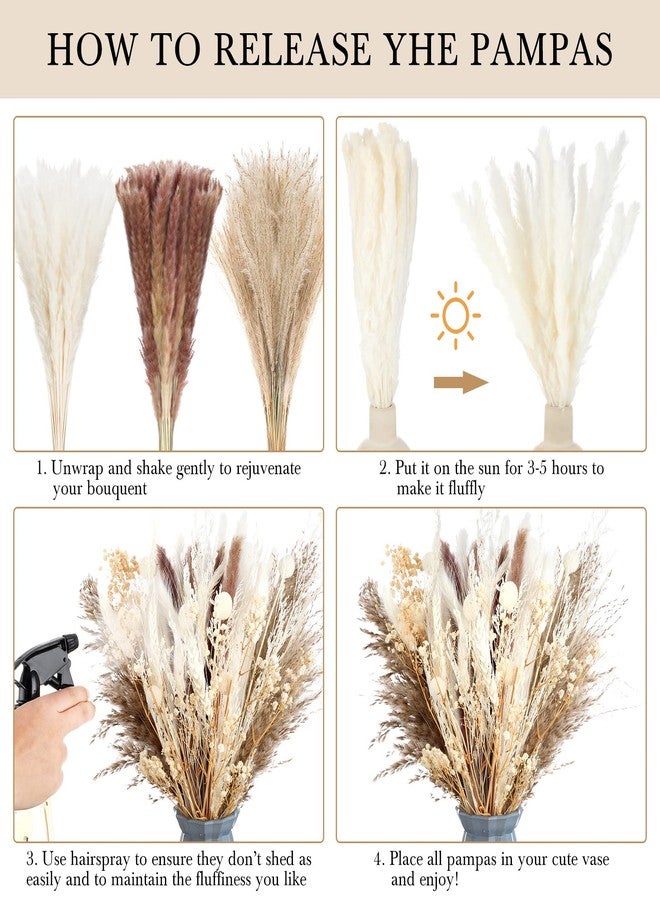 تريلا، 324 قطعة من عشب البامباس المجفف، 17 بوصة، عشب البامباس الأبيض، زهور زفاف بوهيمية رقيقة، 10 باقات زهور مجففة طبيعية متنوعة، ذيول أرنب لتزيين طاولة المنزل وحفلات المزرعة الريفية - Image 3
