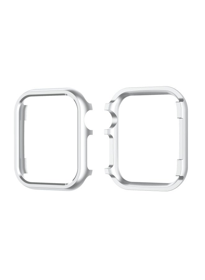 Suitable For Apple Aluminum Alloy Watch7/SE/6/5/4321 High-gloss Metal Hard Protective Case-Color:Silver-Exterior Dimension:44mm