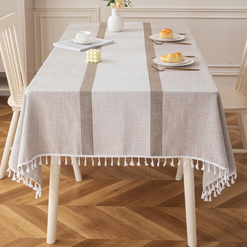 Deep Dream Table Cloth Rectangle Table Rustic Waterproof Cotton Linen Tablecloths Wrinkle Free Farmhouse Style TableCloths for Parties Kitchen Dining Holiday 55 X 86 68 Seats