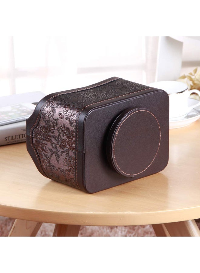 Pusu  Remote Control Holder Pu Leather Tv Remote Organizer 360 Degree Rotatable Tv Remote Caddy Office Desk Organizer 5 Compartments Storage For Tv Media Controller Pen Mail Phone Ipad Glasses - Image 5