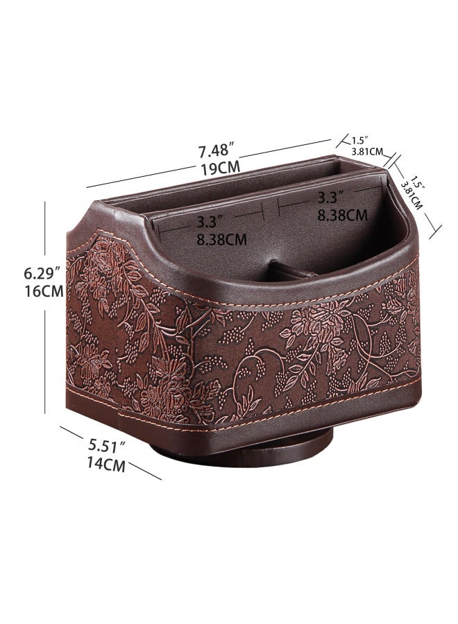 Pusu  Remote Control Holder Pu Leather Tv Remote Organizer 360 Degree Rotatable Tv Remote Caddy Office Desk Organizer 5 Compartments Storage For Tv Media Controller Pen Mail Phone Ipad Glasses - Image 3