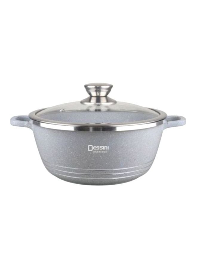 DESSINI Versatile Efficient Non-Stick Casserole Pot Bowl Deep Fry Pan Cookware Tool Grey 28cm