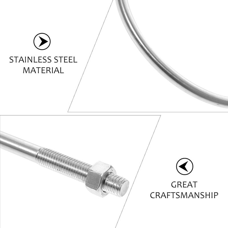jojofuny Stainless Steel 304 Round Bend U-Bolt with Nuts 12mm X 159mm, Heavy Duty U-Shaped Tube Clamp Fastener for Boat Trailer Axles and Industrial Applications - Image 3
