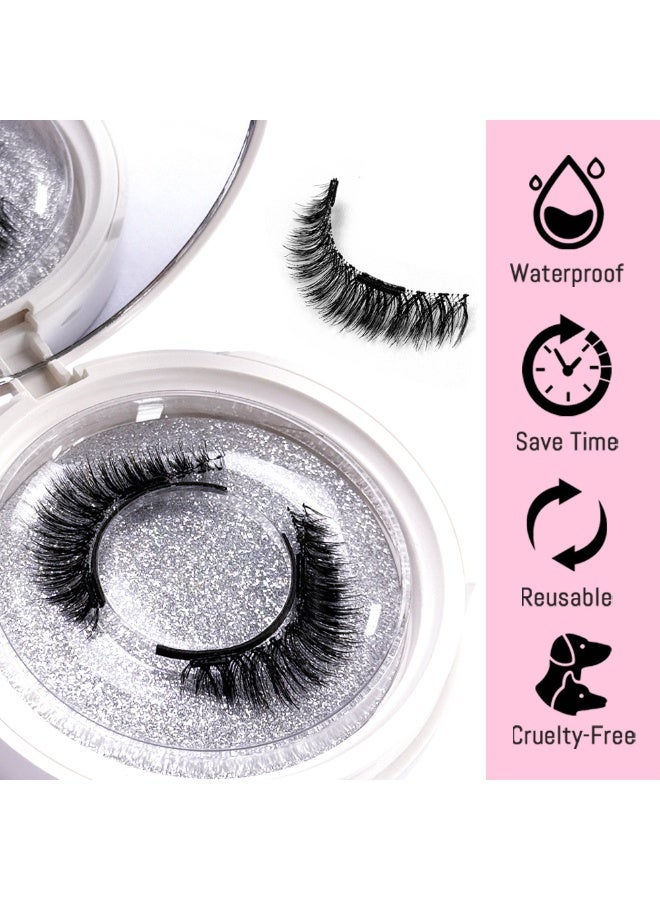 مجموعة رموش صناعية مغناطيسية، رموش مغناطيسية قابلة لإعادة الاستخدام، مزيج من الرموش العلوية والسفلية (العين اليمنى والعين اليسرى منفصلتان)، مجموعة رموش صناعية ثلاثية الأبعاد طبيعية خالية من الغراء مع أداة تطبيق، سهلة الارتداء - Image 4