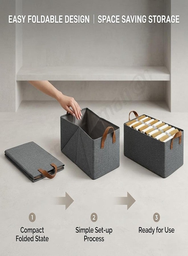 FLUPPY Foldable Storage Box for Clothes with Handles | Space Saving Closet Organizer Box for Wardrobe & Drawers | Fabric Storage Bin for Clothes, Toys, Books & Blankets | Grey (4) - Image 4