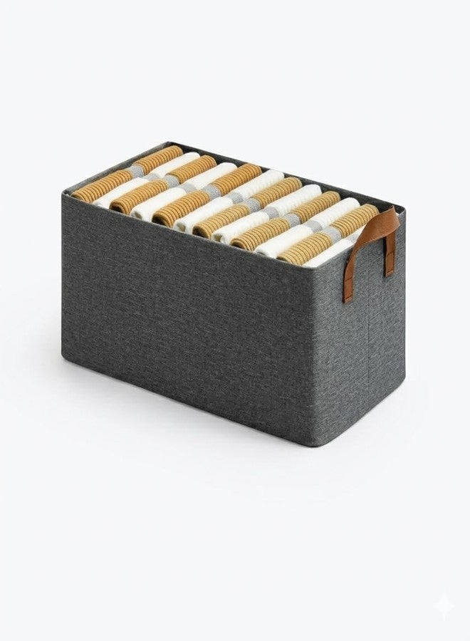 FLUPPY Foldable Storage Box for Clothes with Handles | Space Saving Closet Organizer Box for Wardrobe & Drawers | Fabric Storage Bin for Clothes, Toys, Books & Blankets | Grey (4) - Image 1
