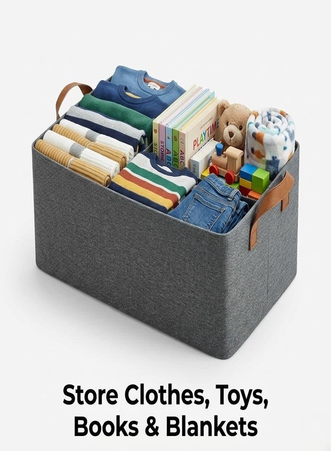 FLUPPY Foldable Storage Box for Clothes with Handles | Space Saving Closet Organizer Box for Wardrobe & Drawers | Fabric Storage Bin for Clothes, Toys, Books & Blankets | Grey (4) - Image 3