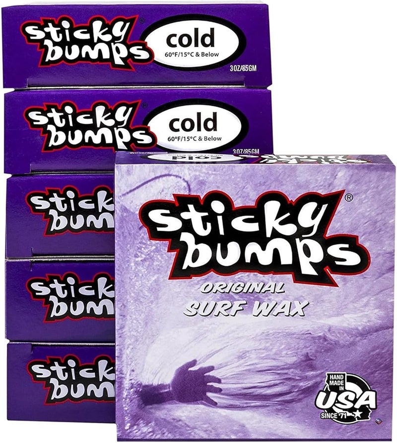 Sticky Bumps Original Surf Wax Cold | Long-Lasting Surfboard Wax | Great Bump Building for Surfing | Non-Toxic, Nature-Safe | for Cold Water Temps 60°F/15°C and Below - Image 1