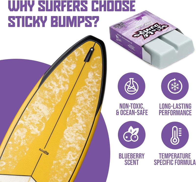 Sticky Bumps Original Surf Wax Cold | Long-Lasting Surfboard Wax | Great Bump Building for Surfing | Non-Toxic, Nature-Safe | for Cold Water Temps 60°F/15°C and Below - Image 4