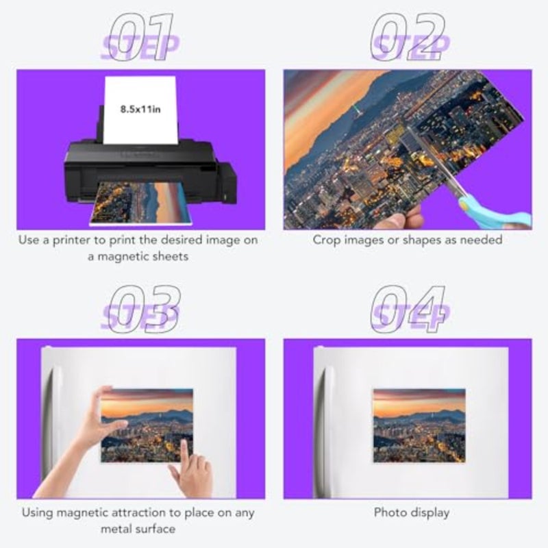 Prtable Magnetic Sheets, 8Pcs Fleible Magnet Sheets Matte Non Adhesive Magnetic Paper for Inkjet Printer Photo DIY Crafts - Image 5