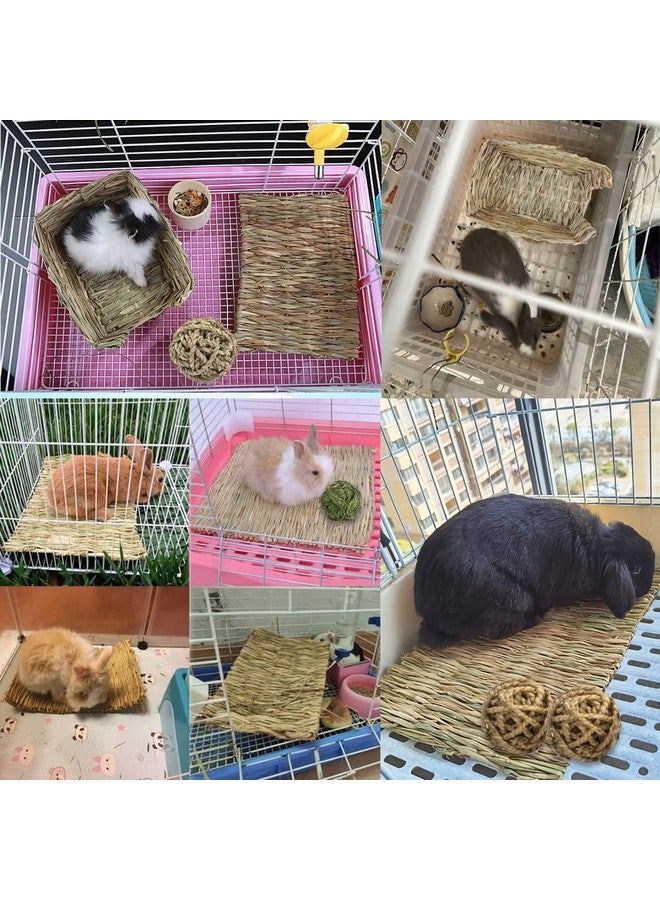 هامليدي سرير عشب للأرانب من هاميليدي، كرات مضغ طبيعية مصنوعة يدويًا من القش للأرانب والجربوع والشنشيلة وخنزير غينيا والنمس وغيرها من الحيوانات الصغيرة (7 قطع) - Image 2