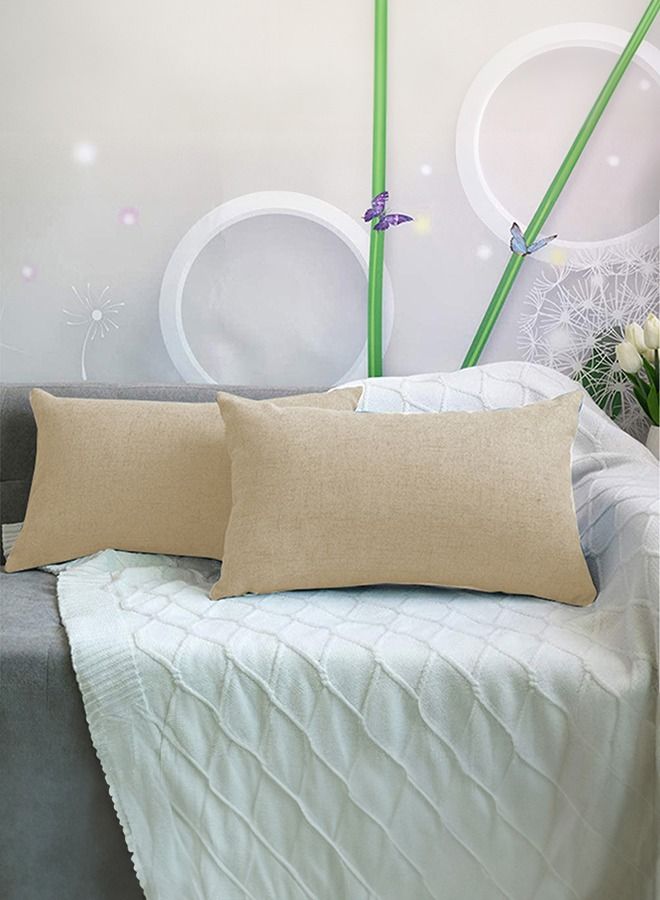 In-House Set of 2 Pieces Rectangular Linen Decorative Cushion with Solid Design and Elegant Colors - Image 1